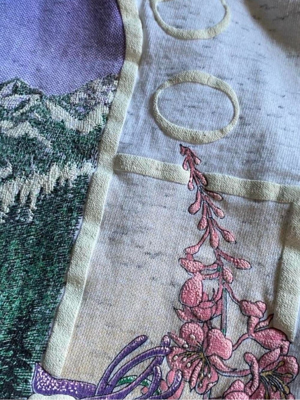 We The Free White Heather Tee with Pink Trim and Multicolor Mountain Graphic - Picture 4 of 5